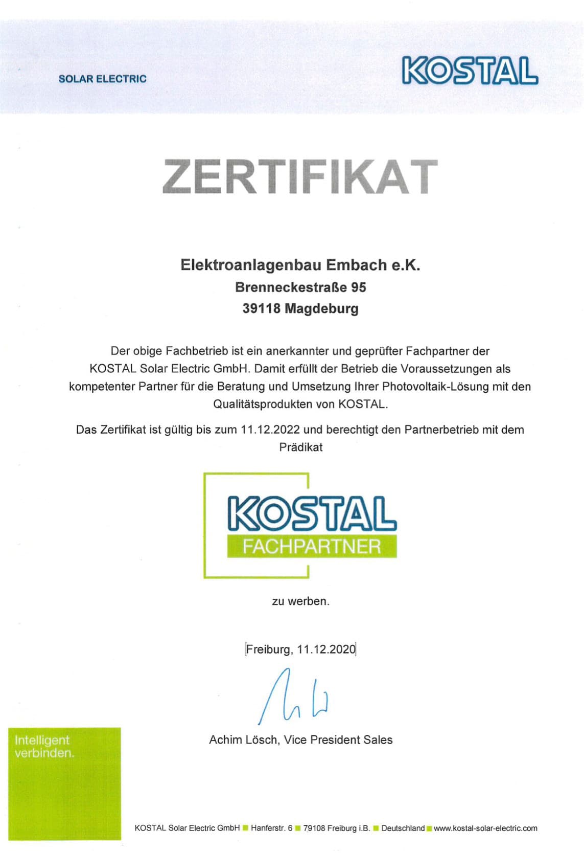 eab solar ist zertifizierter KOSTAL Fachpartner