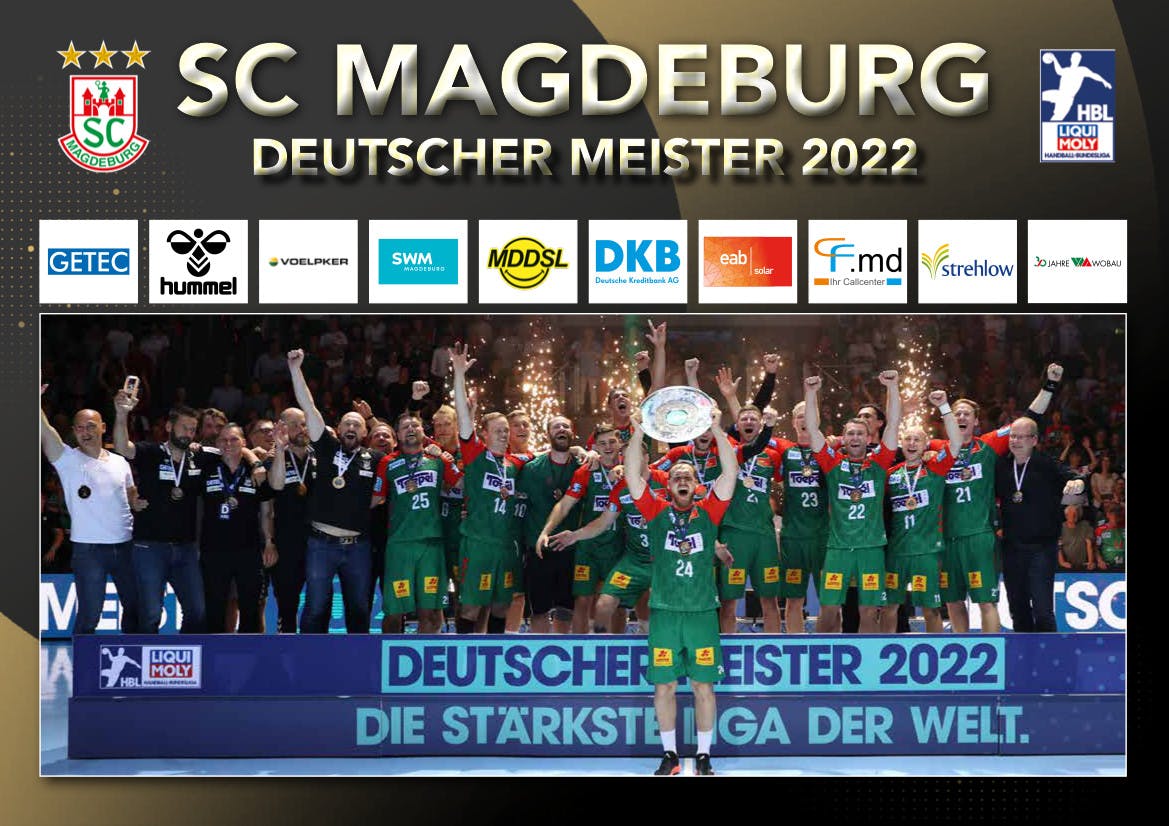 Handballer des SCM feiern die Deutsche Meisterschaft 2022